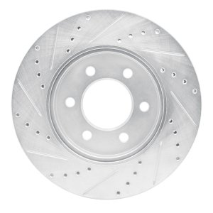 Ford Expedition Brake Rotor (1) - Front Right - R1 Concepts - Drilled & Slotted - Silver - `02-`06